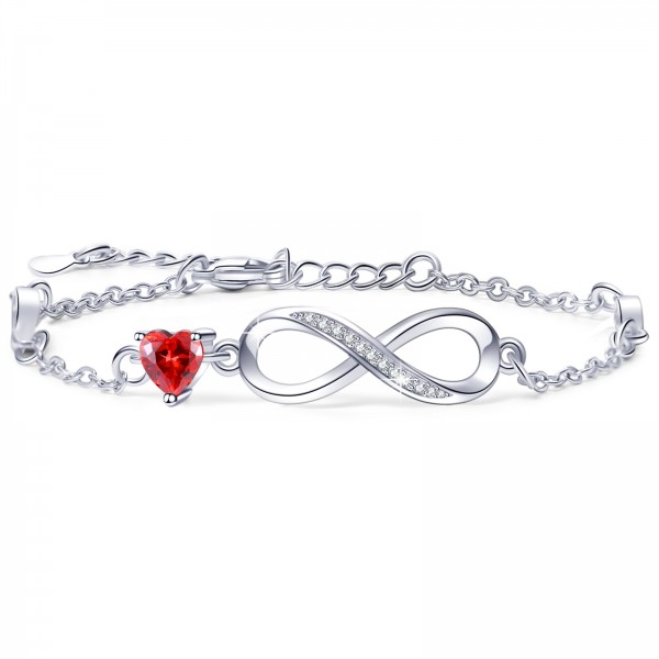 Tusuzik Bracelet For Women 925 Sterling Silver With Zirconia Infinity Love Heart Bracelets Valentine's Jewelry Gifts For Women Wife