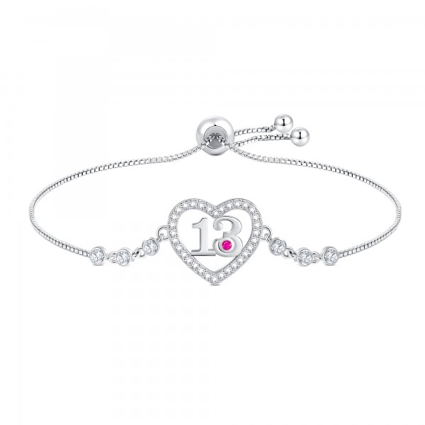 Gifts for 13th Birthday Gift for Teen Girls, Sterling Silver Bracelet with Cubic Zirconia Adjustable Bracelet for Girl