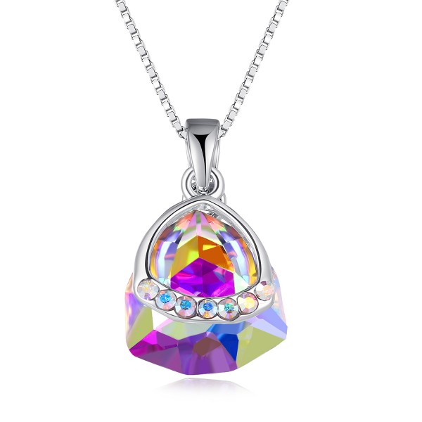 Tusuzik Women's Aurora Borealis Necklace with Swarovski Crystal Triangle Pendant Necklace Birtherday Jewelry Gifts for Her