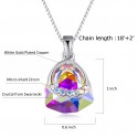 Tusuzik Women's Aurora Borealis Necklace with Swarovski Crystal Triangle Pendant Necklace Birtherday Jewelry Gifts for Her