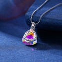 Tusuzik Women's Aurora Borealis Necklace with Swarovski Crystal Triangle Pendant Necklace Birtherday Jewelry Gifts for Her