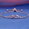 Tusuzik Double Heart 14K Rose Gold Plated Bracelet Cubic Zirconia Paved Adjustable Infinity Bracelets for Women Jewelry Gifts Collection