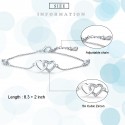 Tusuzik Ankle Endless Love Foot Chain White Gold Plated CZ Double Heart Adjustable Anklet Bracelet for Women Gift