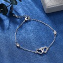 Tusuzik Ankle Endless Love Foot Chain White Gold Plated CZ Double Heart Adjustable Anklet Bracelet for Women Gift