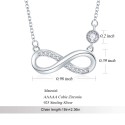 Tusuzik Mum Necklaces,925 Sterling Silver Love Infinity Necklace for Women Cubic Zirconia Heart Pendant Adjustable Necklace,Silver Jewellery Gifts for Mum Women