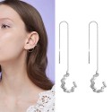 Tusuzik 925 Sterling Silver Wave Cuff Chain Earrings Wrap Tassel Earrings for Women,Ear Cuff Cubic Zirconia Stone Wave Dangle Drop Earrings, Jewellery Gifts for Women Girls