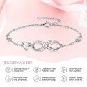 Tusuzik Infinity Bracelets for Womens Jewellery 925 Sterling Silver Bracelet ladies Love Heart Bracelets Valentine's Day Gifts for Women