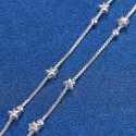 Tusuzik Elegant Mini Stars Beaded Charm Bracelet 925 Sterling Silver Box Chain Layered Bracelet,Adjustable Friendship Link Bracelet Jewelry for Women