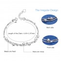 Tusuzik Elegant Mini Stars Beaded Charm Bracelet 925 Sterling Silver Box Chain Layered Bracelet,Adjustable Friendship Link Bracelet Jewelry for Women