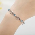 Blue Crystal Interlocking Double Heart Bracelet with Sterling Silver Cubic Zirconia for Valentine's Day