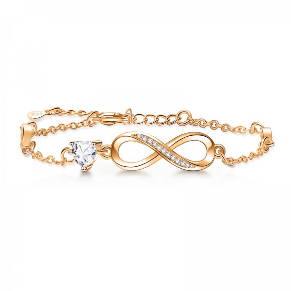 Gift for Women,Infinity Bracelet For Women with Rose Gold Plated 925 Sterling Silver Infinity Bracelets Jewelry Gifts For Women