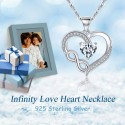 Infinity Necklace 925 Sterling Silver Necklace with Love Heart Birthstone Pendant Jewelry Birthday Gifts for Girls and Women