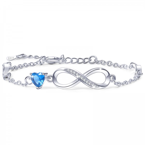 Infinity Bracelets for Womens Jewellery 925 Sterling Silver Bracelet ladies Love Heart Bracelets Mother Gifts for Mum Women