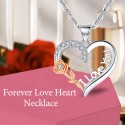 Tusuzik 925 Sterling Silver Necklaces for Women I Love You Rose Heart Necklace, Jewelry Gifts for Girlfriend Wife Mom Birthday Anniversary Mother's Day Christmas Valentine's Day Gifts