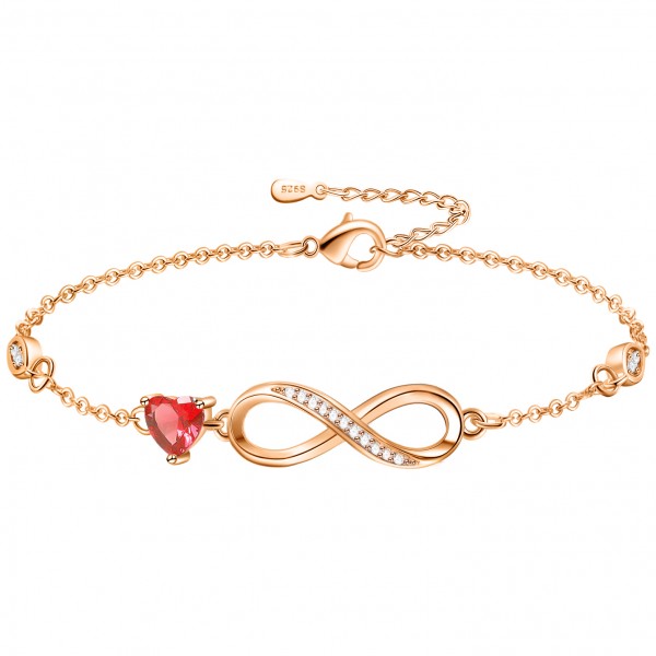 Bracelet For Women Rose Gold Plated 925 Sterling Silver With Zirconia Infinity Love Heart Bracelets Jewelry Gifts For Women