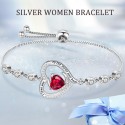 925 Sterling Silver Bracelet for Womens Love Heart Diamond Bracelet Jewellery for Women Birthday Christmas Valentines Anniversary Mothers Day Gifts for Wife Girlfriend Mum Friends