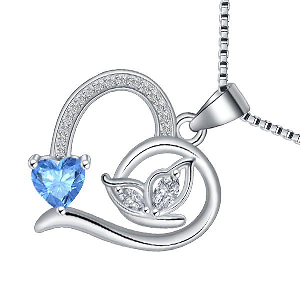 Necklaces for Women Butterfly Blue Heart Pendant Silver Necklace Chain Adjustable Necklace Jewellery Gifts for Women Girls