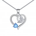 Necklaces for Women Butterfly Blue Heart Pendant Silver Necklace Chain Adjustable Necklace Jewellery Gifts for Women Girls